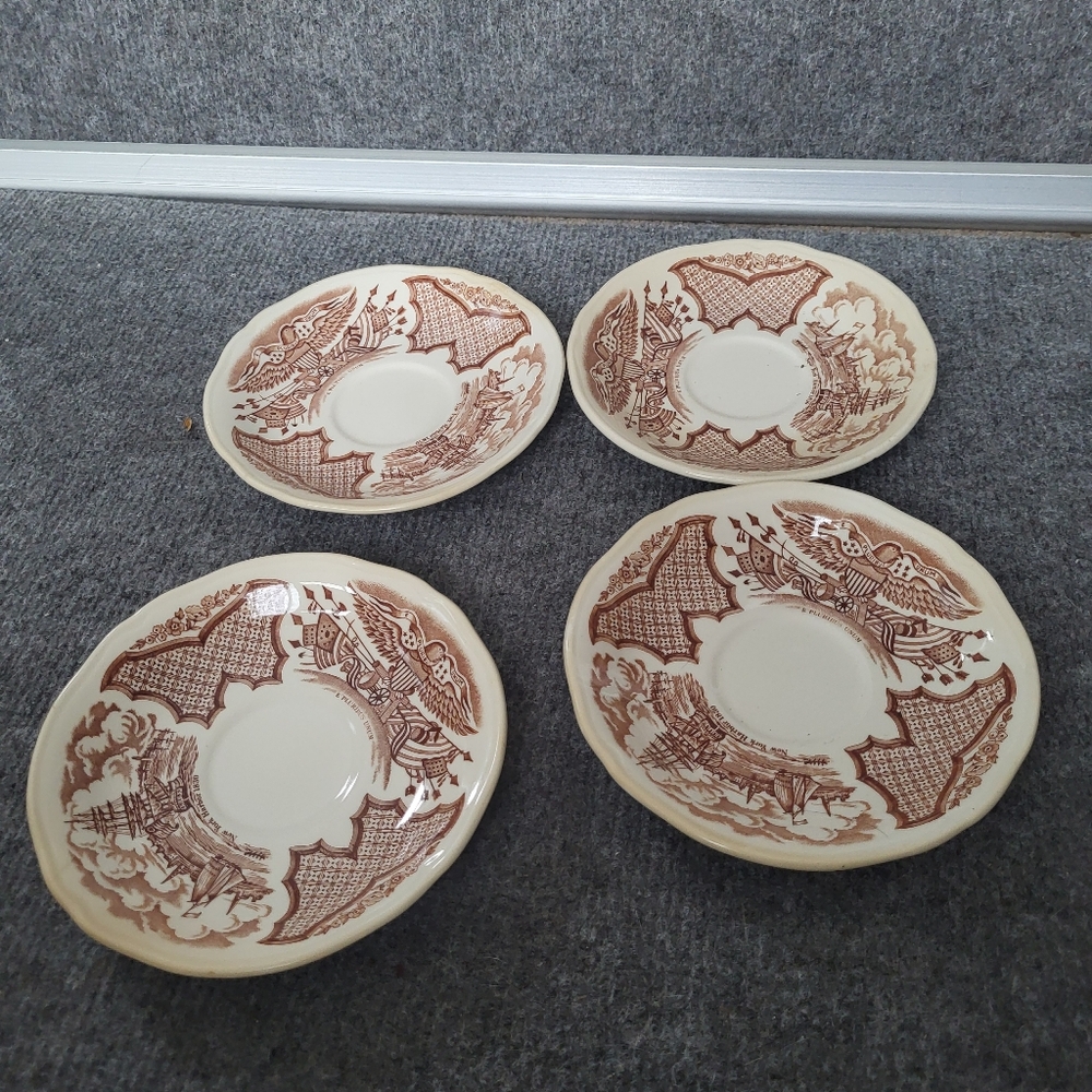 Set 4 “Fair Winds” Alfred Meakin China saucer Plates 6 inch